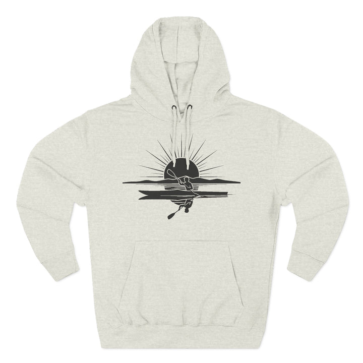 Fleece hoodie with a surfer graphic by S&amp;W Gallus featuring a hood and front pocket.