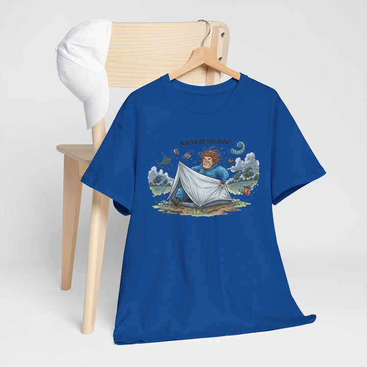 Blasted British Blow Graphic T-Shirt — Retro UK Camping Adventure Tee