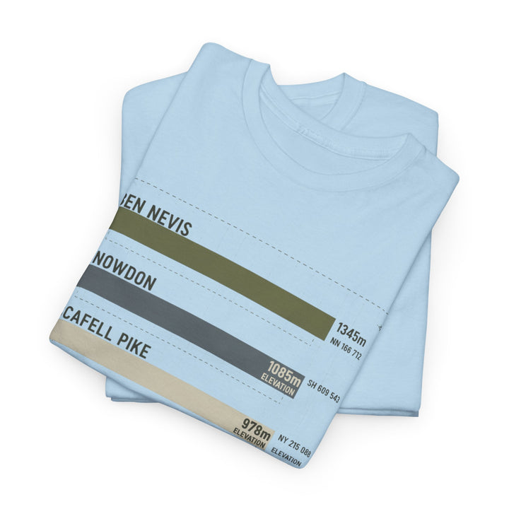 Three Peaks Challenge Graphic T-Shirt — Retro UK Mountain Hiking Tee