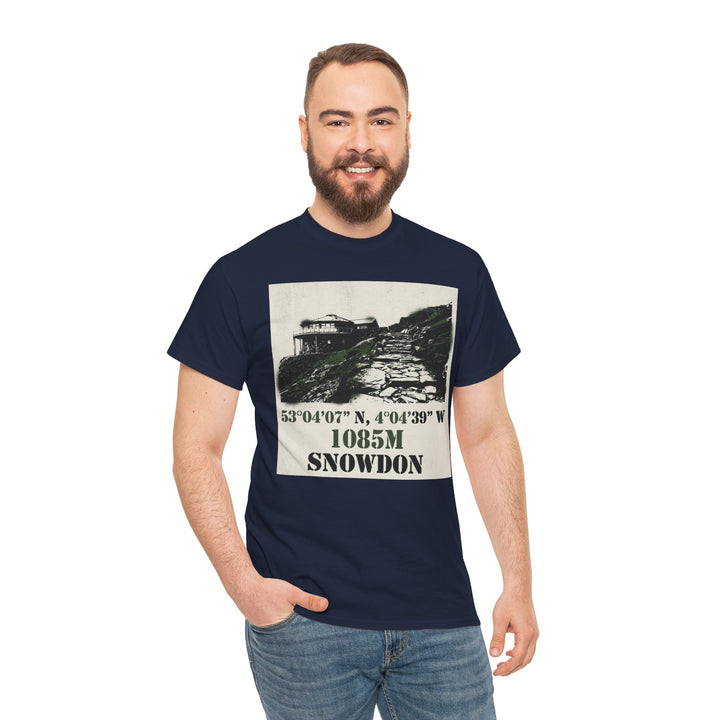 Snowdon 1085m Vintage Summit Tee — Mountain Coordinates Graphic T‑Shirt