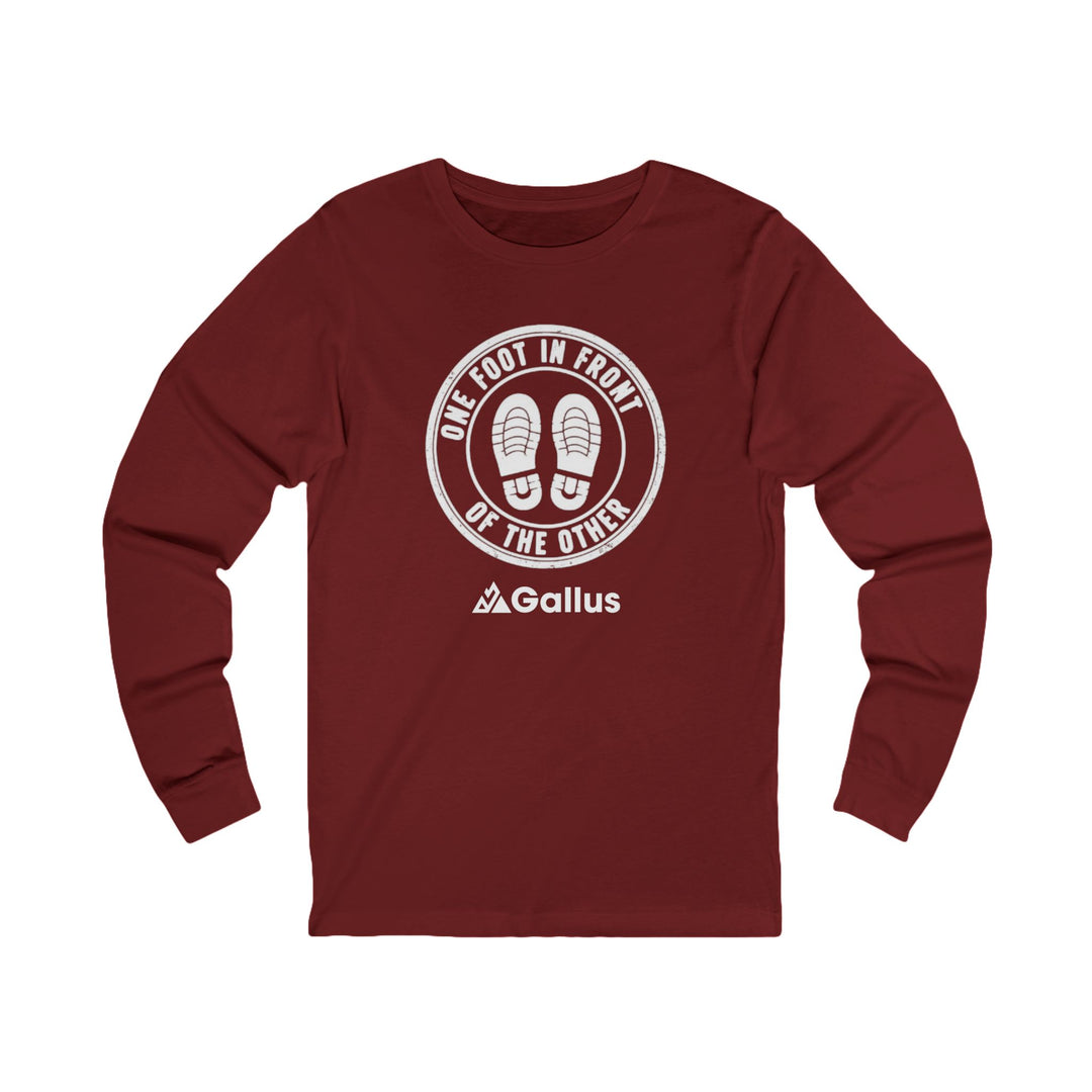 Long Sleeve Tee — "One Foot in Front of the Other" Motivational Graphic