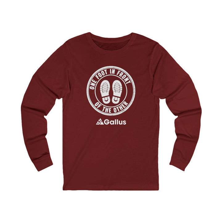 Long Sleeve Tee — "One Foot in Front of the Other" Motivational Graphic