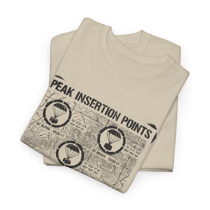 Retro Mountain Schematic Graphic T-Shirt — Technical Diagram Hiking Tee