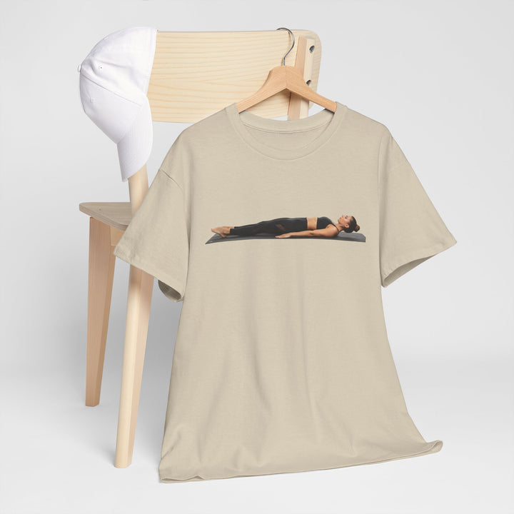 Yoga Savasana Pose Tee – soft, breathable cotton featuring the iconic Savasana pose. Perfect for yoga practice, meditation, or casual, mindful lifestyle wear.