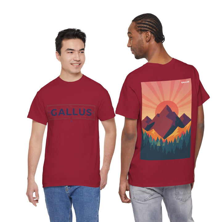T-Shirt — Gallus Mountain Graphic Tee (Sunrise Landscape Back Print)