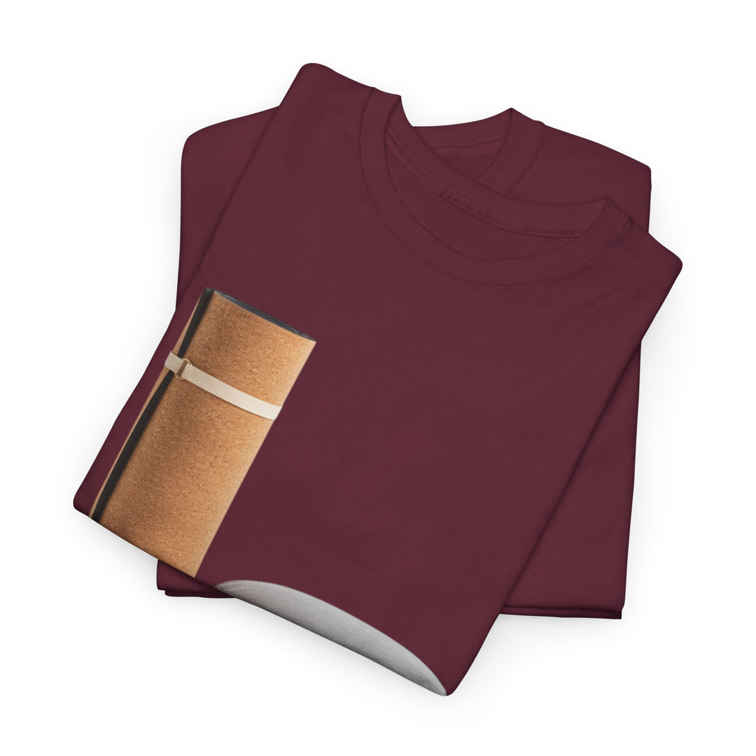Mat &amp; Meditation Cushion Tee – soft, breathable cotton featuring a yoga-inspired design. Perfect for meditation, studio practice, or mindful everyday wear.