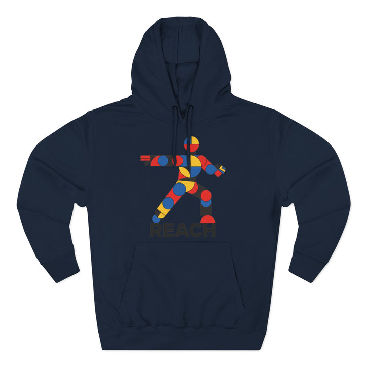 Navy flexible hoodie by S&amp;W Gallus with a geometric figure and &