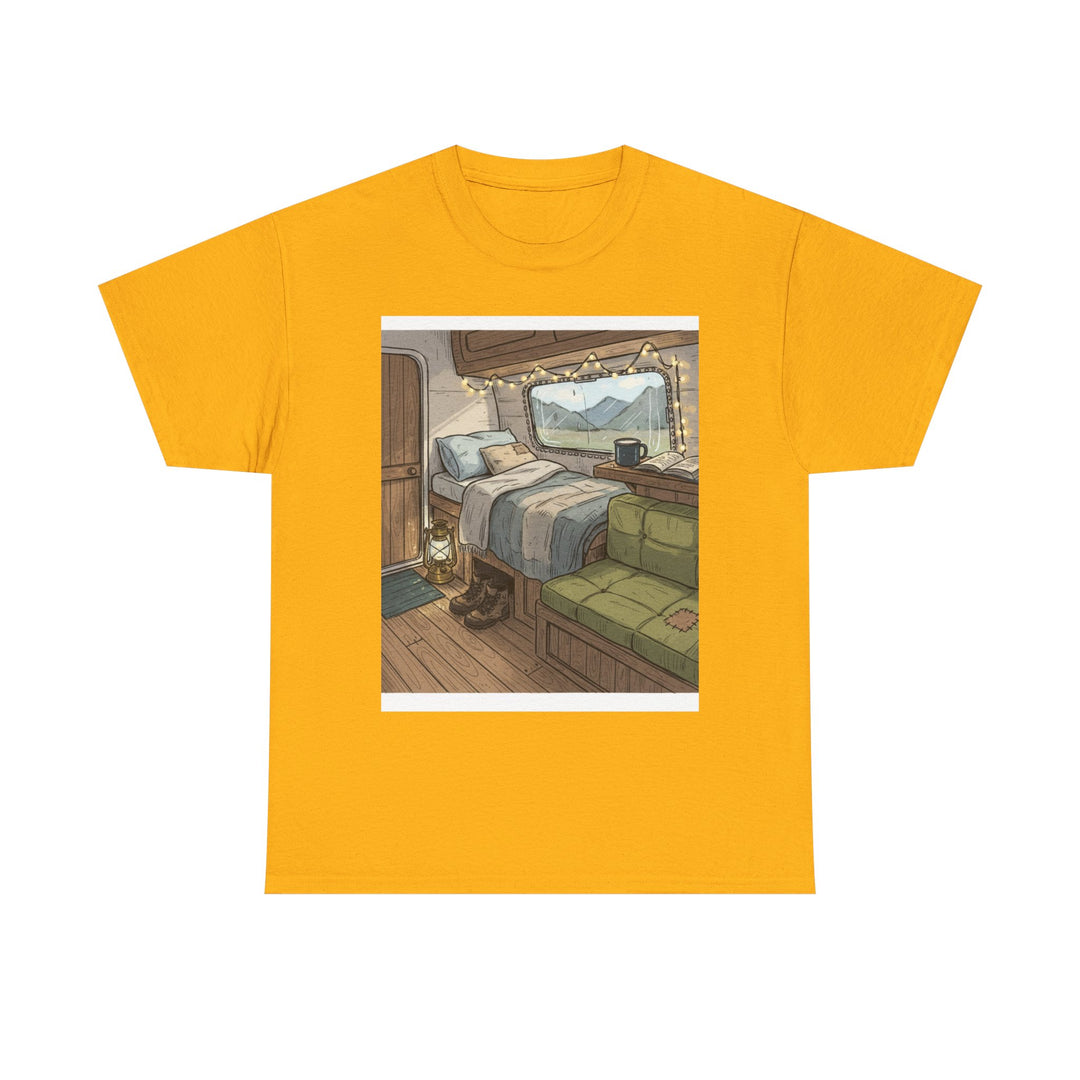 Retro Van Life Interior Graphic T-Shirt - Cozy Camper Van Aesthetic Tee