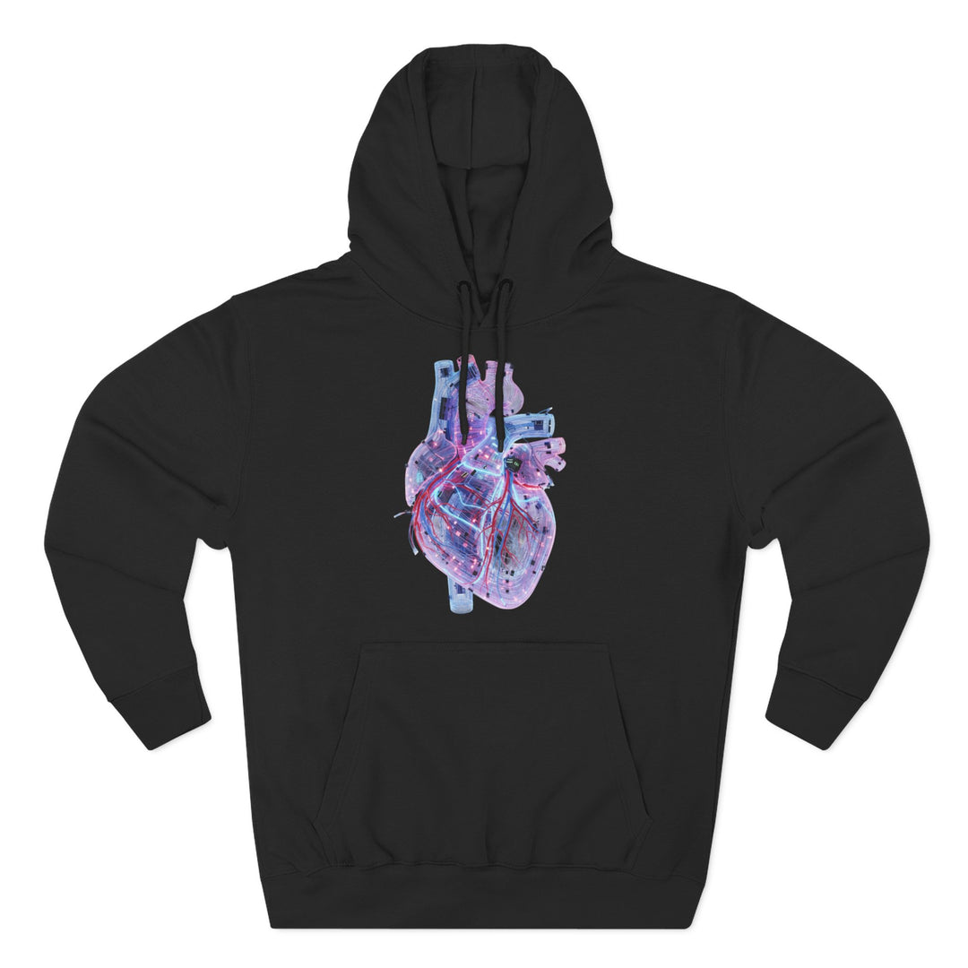 Black hoodie by S&amp;W Gallus featuring a graphic anatomical heart design on the chest.
