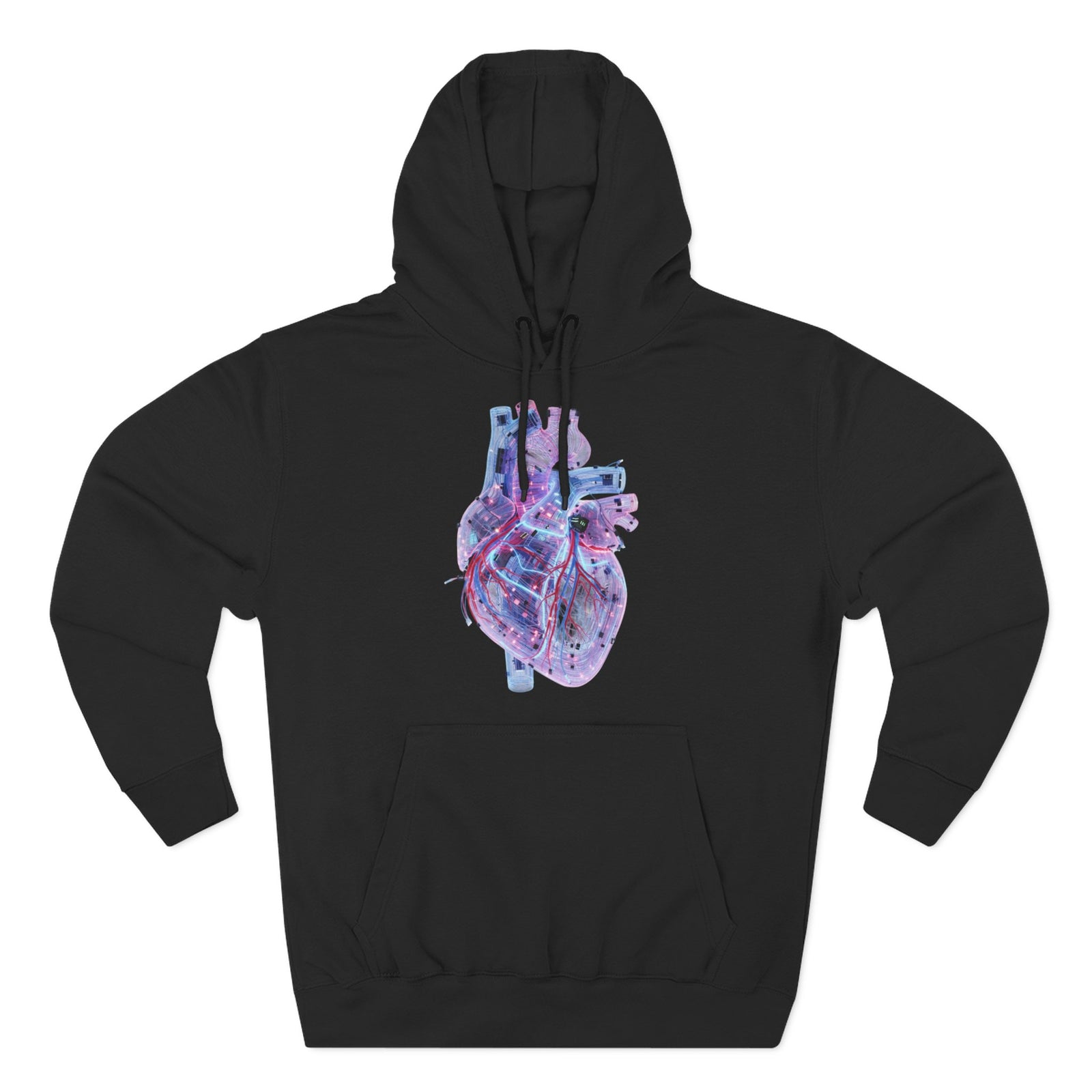 Black hoodie by S&W Gallus featuring a graphic anatomical heart design on the chest.