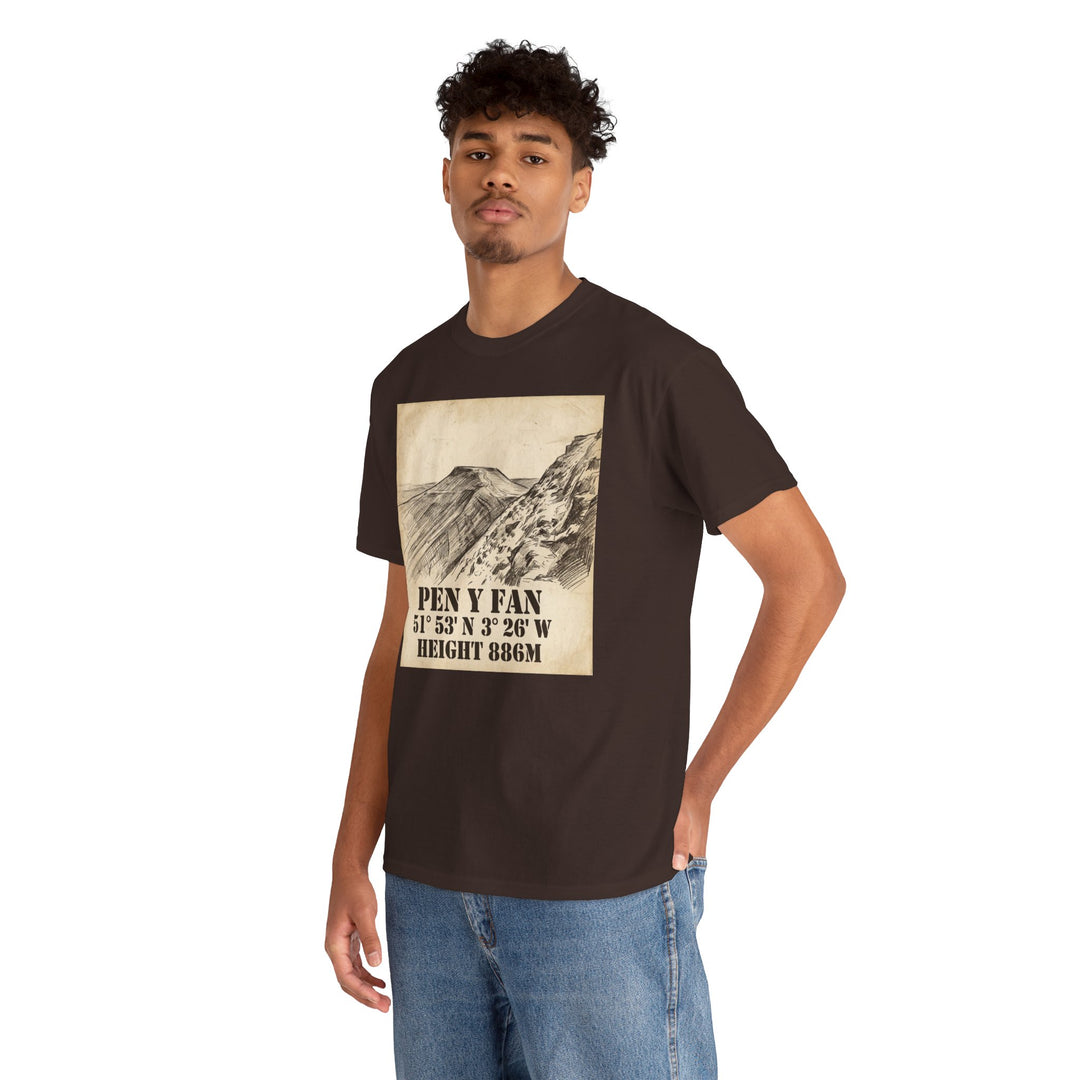 Pen y Fan T-Shirt - Brecon Beacons Vintage Coordinates &amp; Elevation