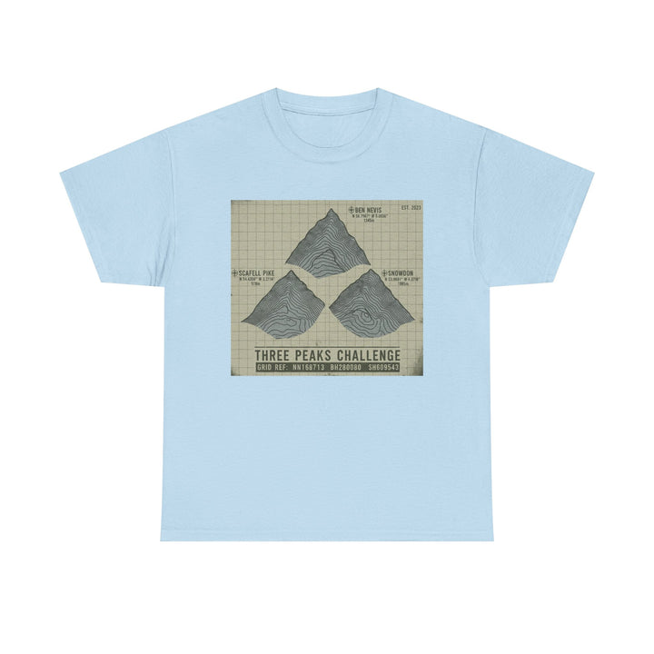 Three Peaks Challenge Graphic T-Shirt — Retro UK Mountain Summit Tee