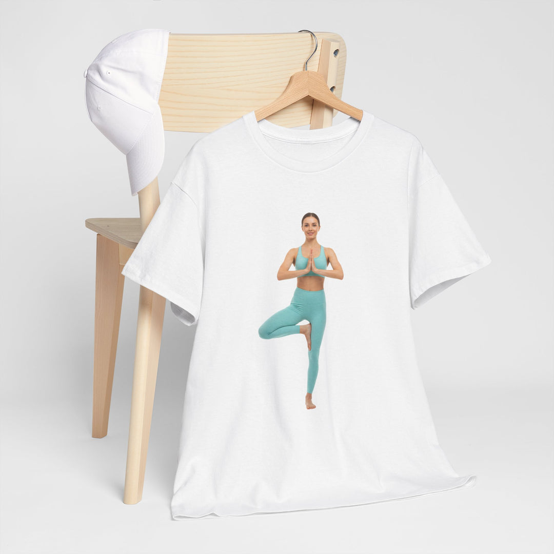Yoga Pose Tee – soft, breathable cotton featuring a stylish yoga pose design. Perfect for yoga practice, meditation, or casual mindful lifestyle wear.