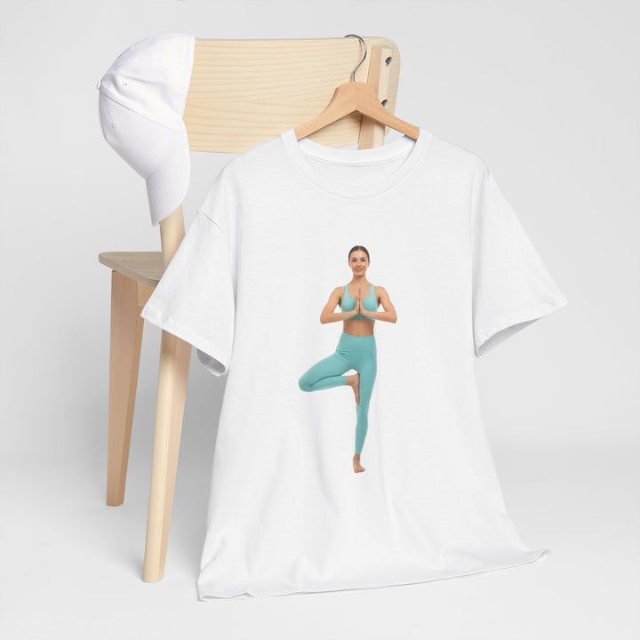 Yoga Pose Tee – soft, breathable cotton featuring a stylish yoga pose design. Perfect for yoga practice, meditation, or casual mindful lifestyle wear.
