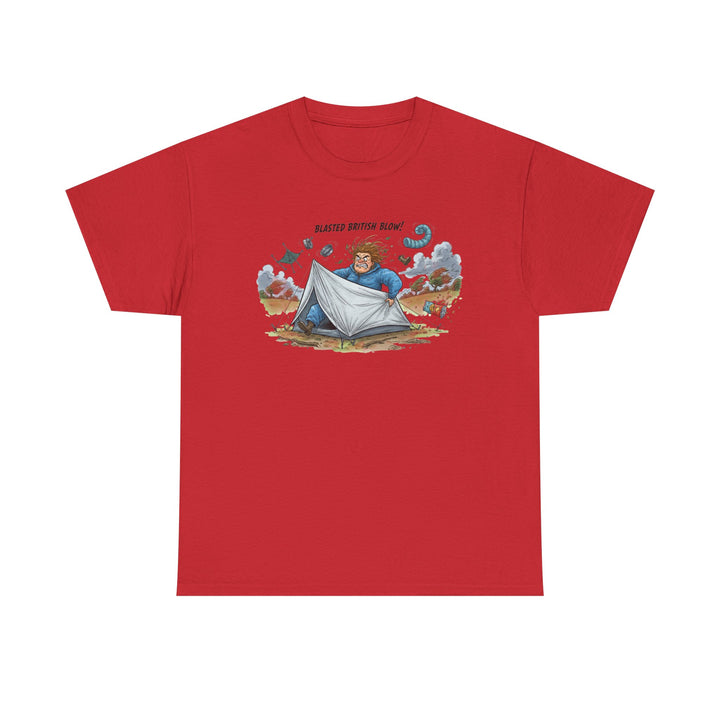 Blasted British Blow Graphic T-Shirt — Retro UK Camping Adventure Tee