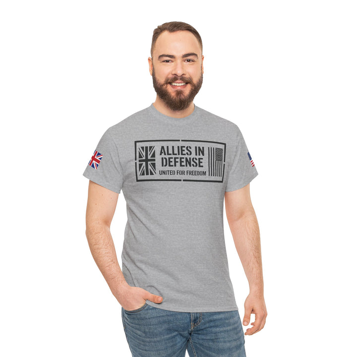 UK &amp; US Allies Defence Veteran Tee — Flags on Sleeves