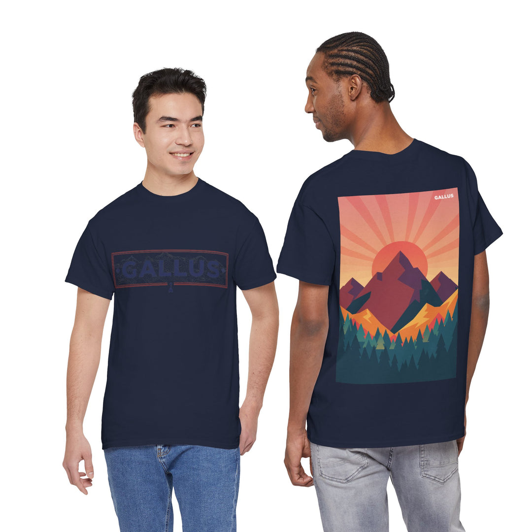 T-Shirt — Gallus Mountain Graphic Tee (Sunrise Landscape Back Print)