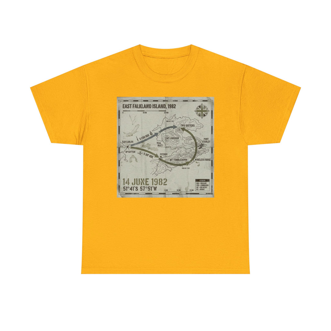 East Falkland 1982 Map T-Shirt — Port Stanley Victory Graphic