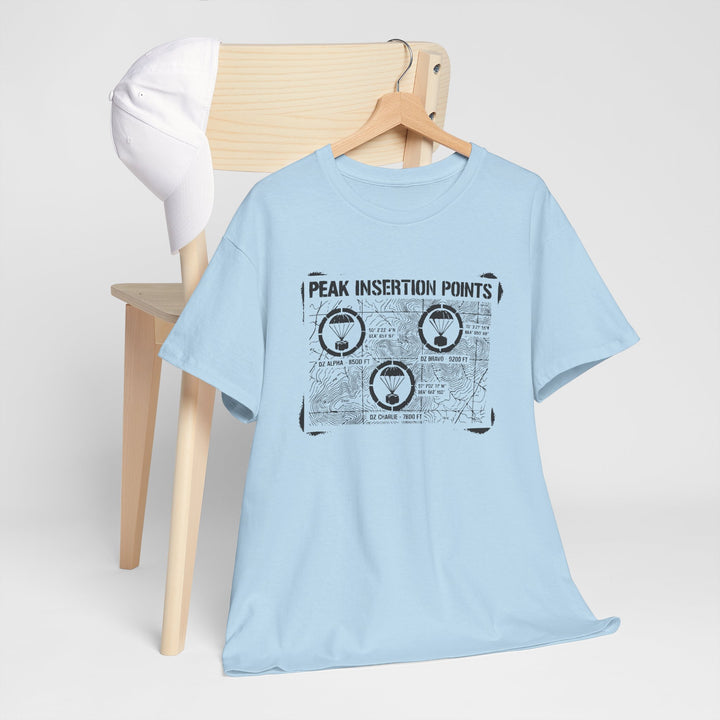 Retro Mountain Schematic Graphic T-Shirt — Technical Diagram Hiking Tee