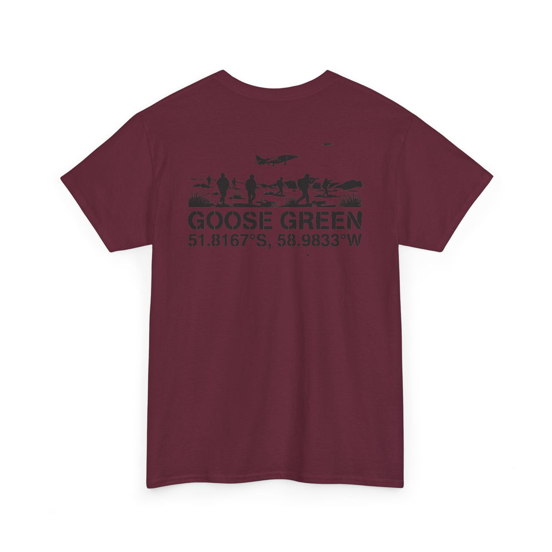 Goose Green Coordinates T‑Shirt — Military Airfield Silhouette Tee