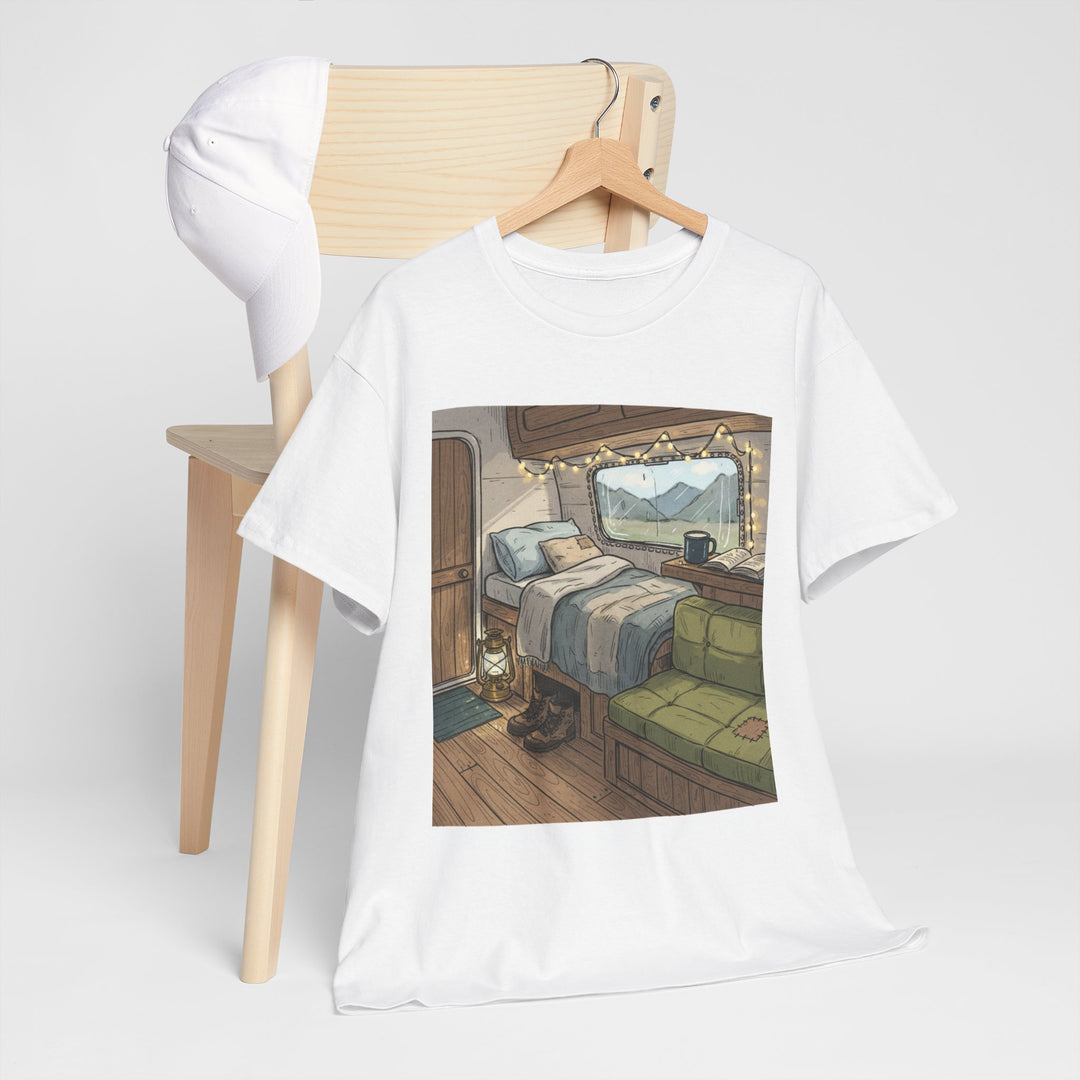 Retro Van Life Interior Graphic T-Shirt - Cozy Camper Van Aesthetic Tee