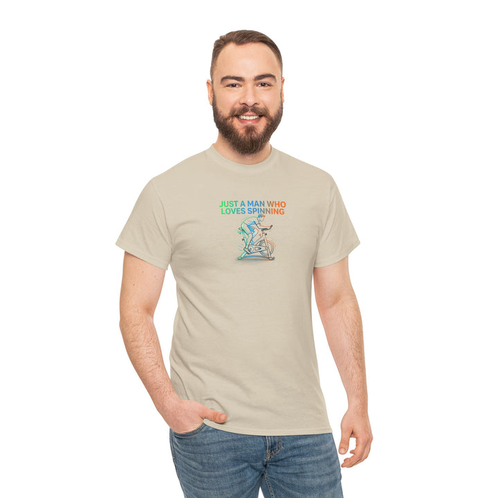 Spinner Enthusiast T-Shirt — "Just a Man Who Loves Spinning" Graphic Tee