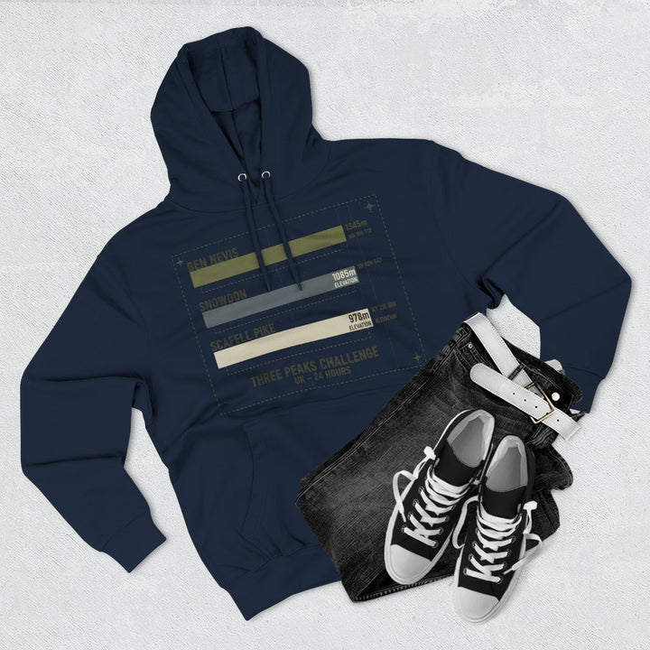 Three Peaks Challenge Hoodie — Retro Ben Nevis, Scafell Pike &amp; Snowdon Pullover