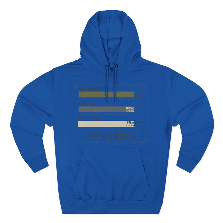 Three Peaks Challenge Hoodie — Retro Ben Nevis, Scafell Pike &amp; Snowdon Pullover