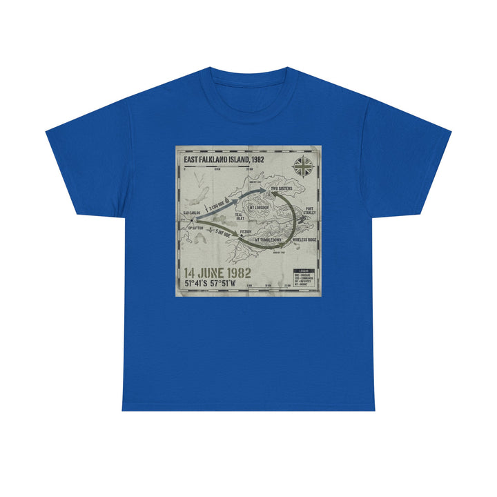 East Falkland 1982 Map T-Shirt — Port Stanley Victory Graphic
