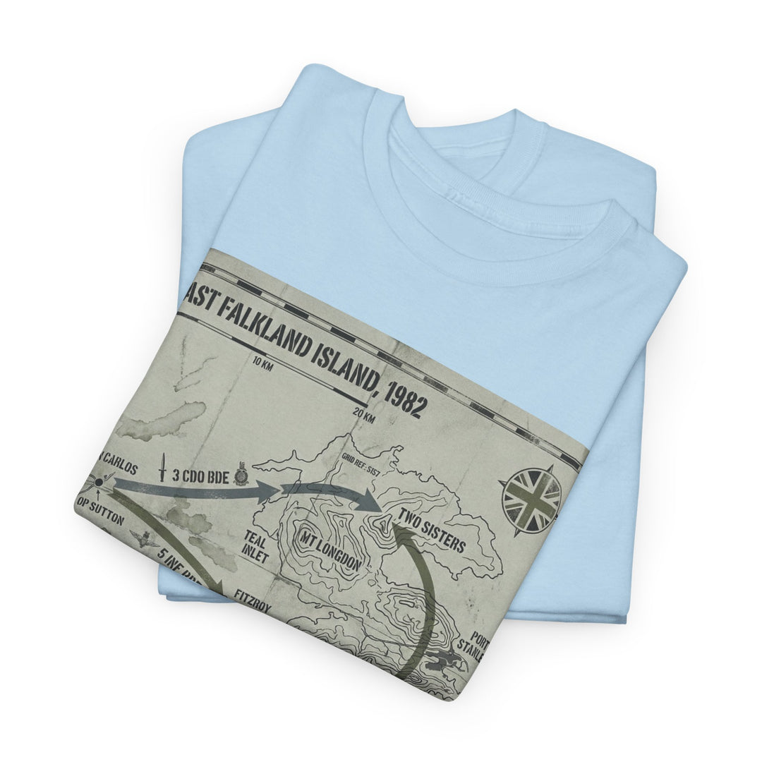 East Falkland 1982 Map T-Shirt — Port Stanley Victory Graphic