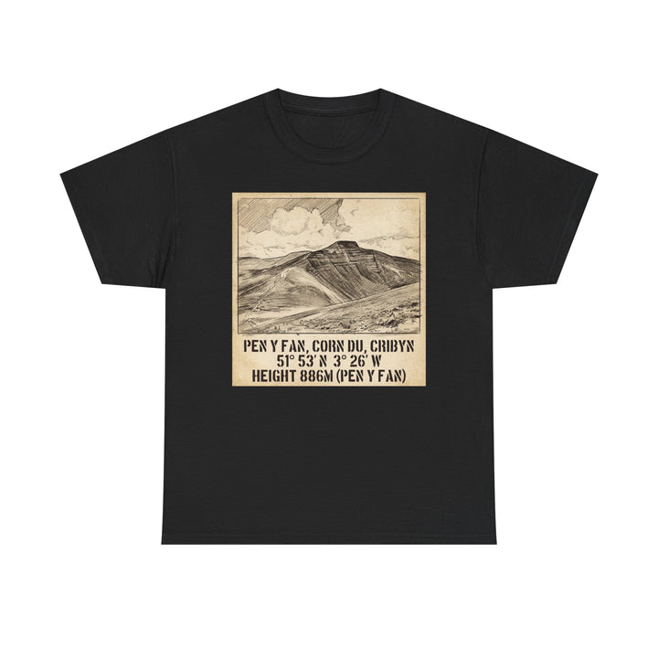 Pen y Fan Summit Coordinates T-Shirt — Vintage Mountain Peak Tee