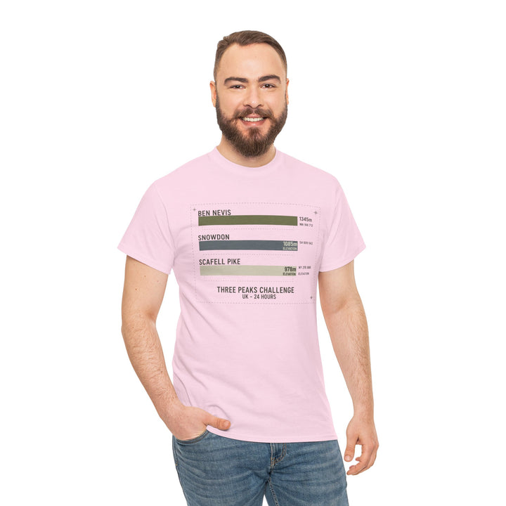Three Peaks Challenge Graphic T-Shirt — Retro UK Mountain Hiking Tee