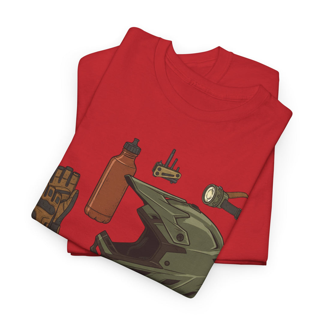 MTB Gear Layout T-Shirt — Mountain Bike Essentials Tee