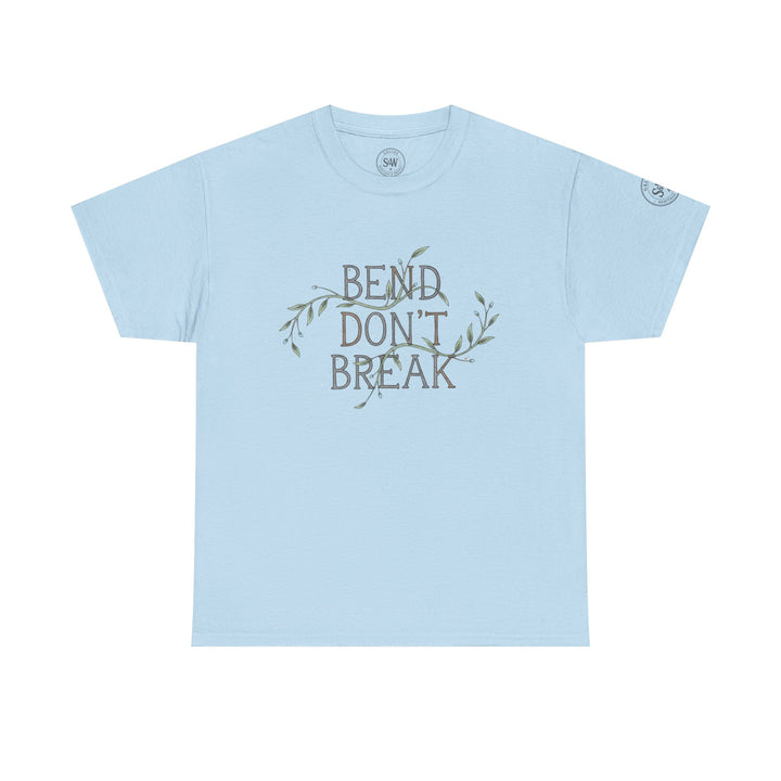 Light blue t-shirt by S&amp;W Gallus featuring "Bend Don&