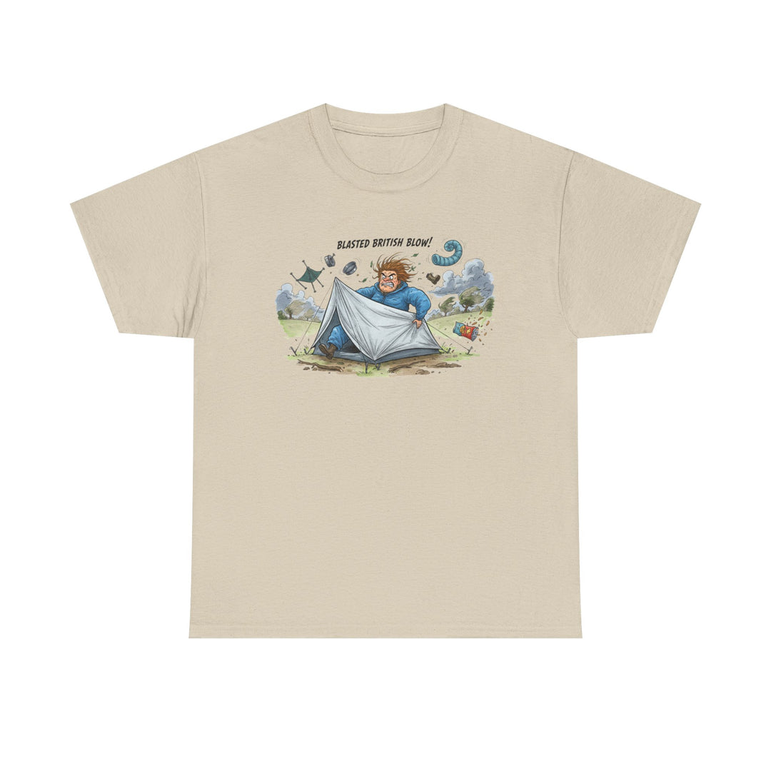 Blasted British Blow Graphic T-Shirt — Retro UK Camping Adventure Tee