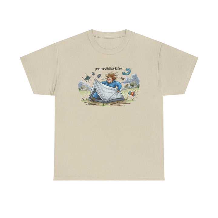 Blasted British Blow Graphic T-Shirt — Retro UK Camping Adventure Tee