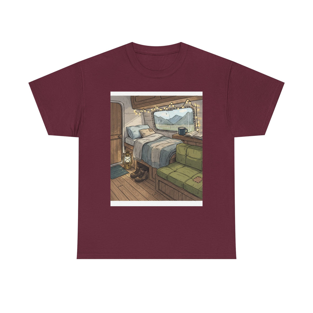 Retro Van Life Interior Graphic T-Shirt - Cozy Camper Van Aesthetic Tee