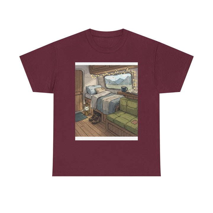 Retro Van Life Interior Graphic T-Shirt - Cozy Camper Van Aesthetic Tee