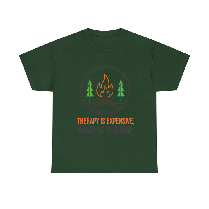 Funny Camping Therapy T-Shirt — Retro Campfire Graphic Adventure Tee