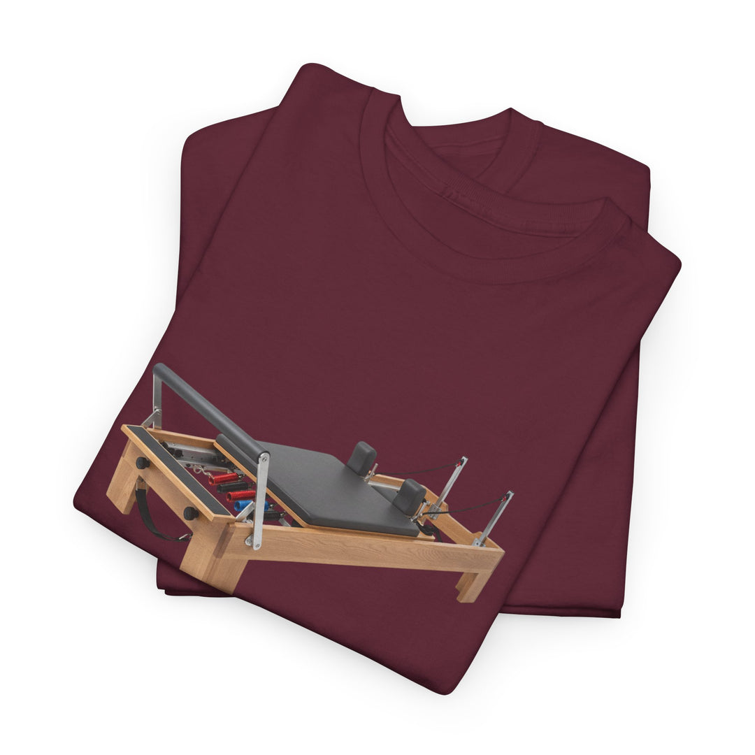 Pilates Reformer Tee – soft, breathable cotton designed for Pilates sessions. Comfortable, flexible, and perfect for reformer workouts or casual wear.