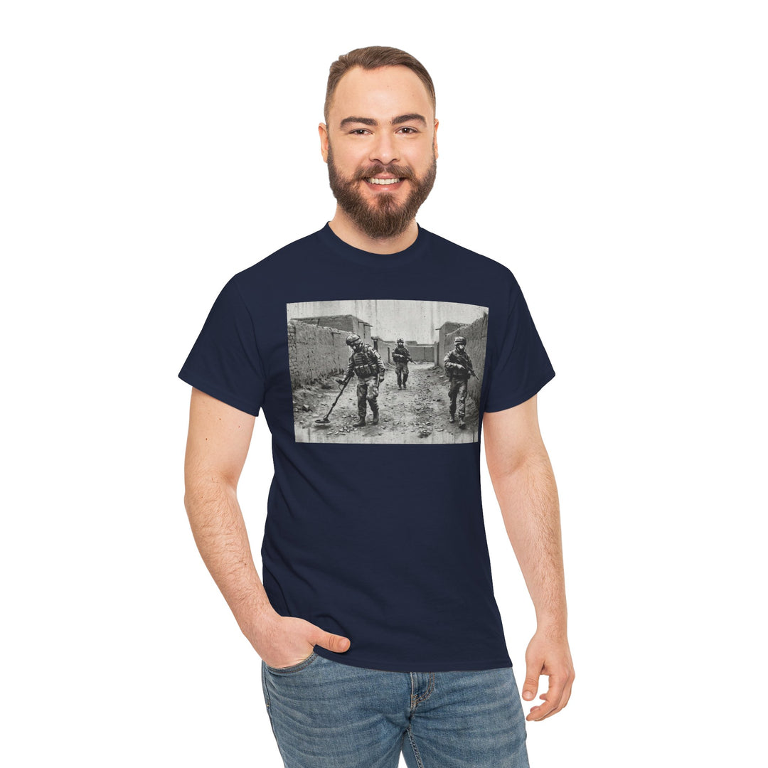 Helmand Vallon Patrol T-Shirt - Vintage Military Graphic Tee - Black &amp; White