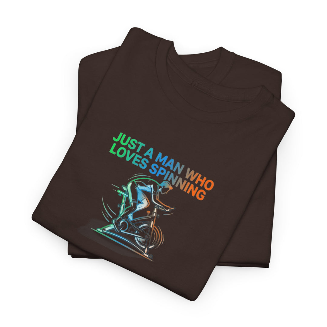 Spinner Enthusiast T-Shirt — "Just a Man Who Loves Spinning" Graphic Tee