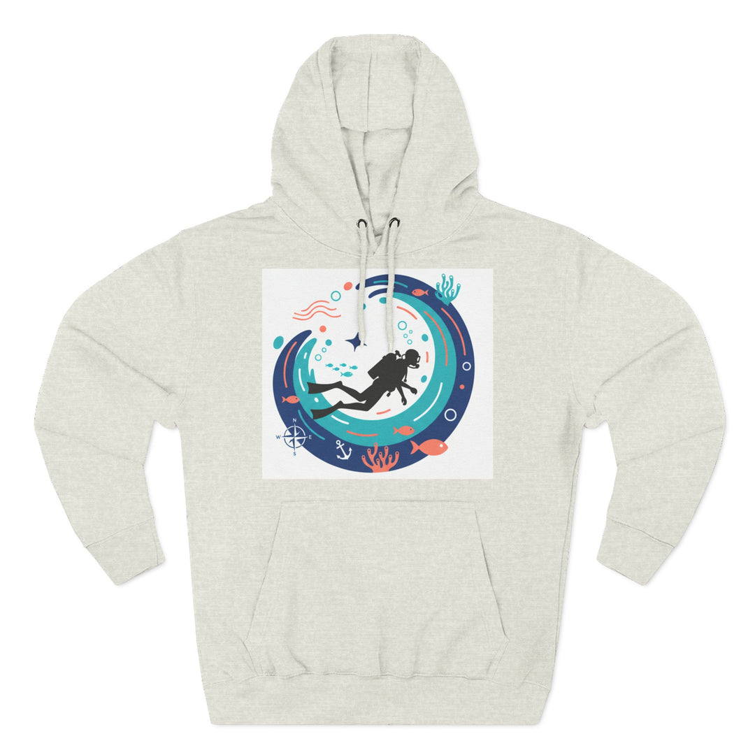 Heather gray hoodie by S&amp;W Gallus with a scuba diver graphic design on the front.