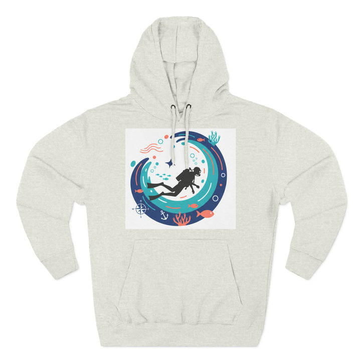 Heather gray hoodie by S&amp;W Gallus with a scuba diver graphic design on the front.