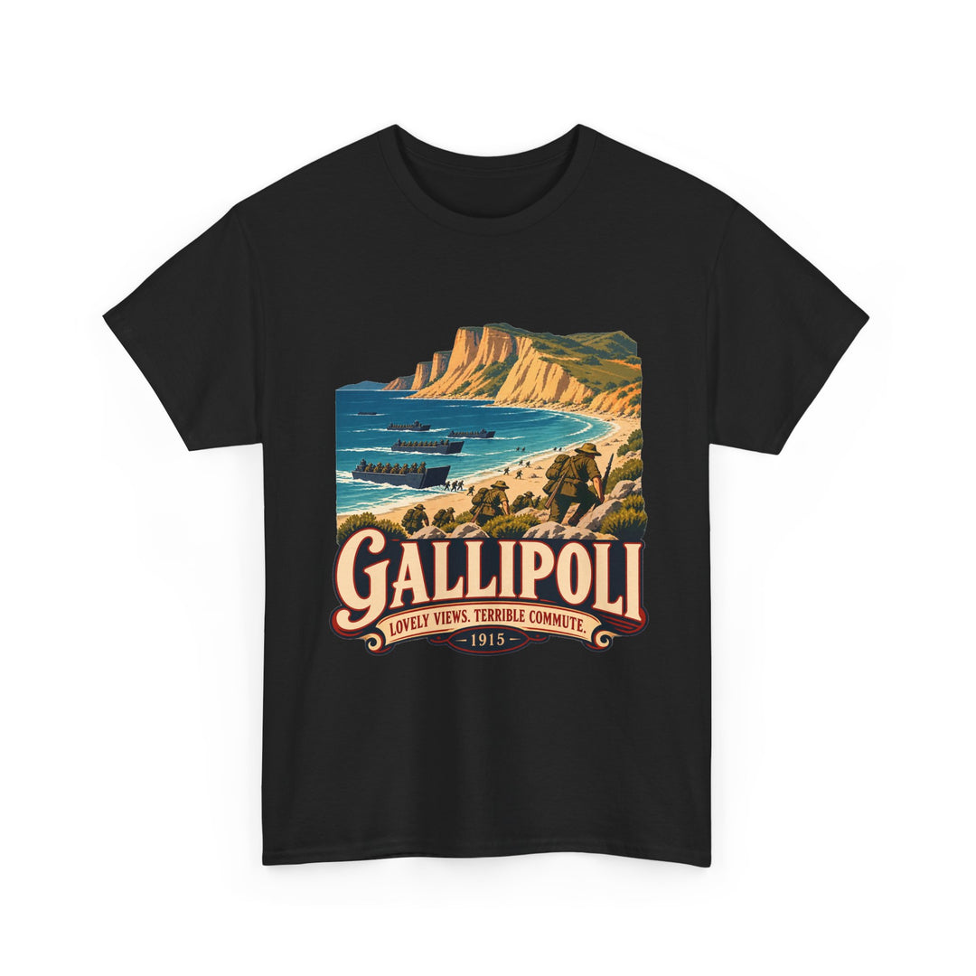 Gallipoli T-Shirt — “Lovely Views, Terrible Commute” WWI Humour Tee