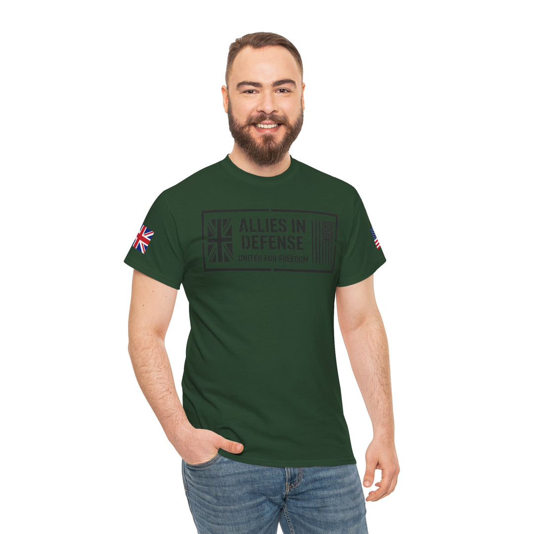 UK &amp; US Allies Defence Veteran Tee — Flags on Sleeves
