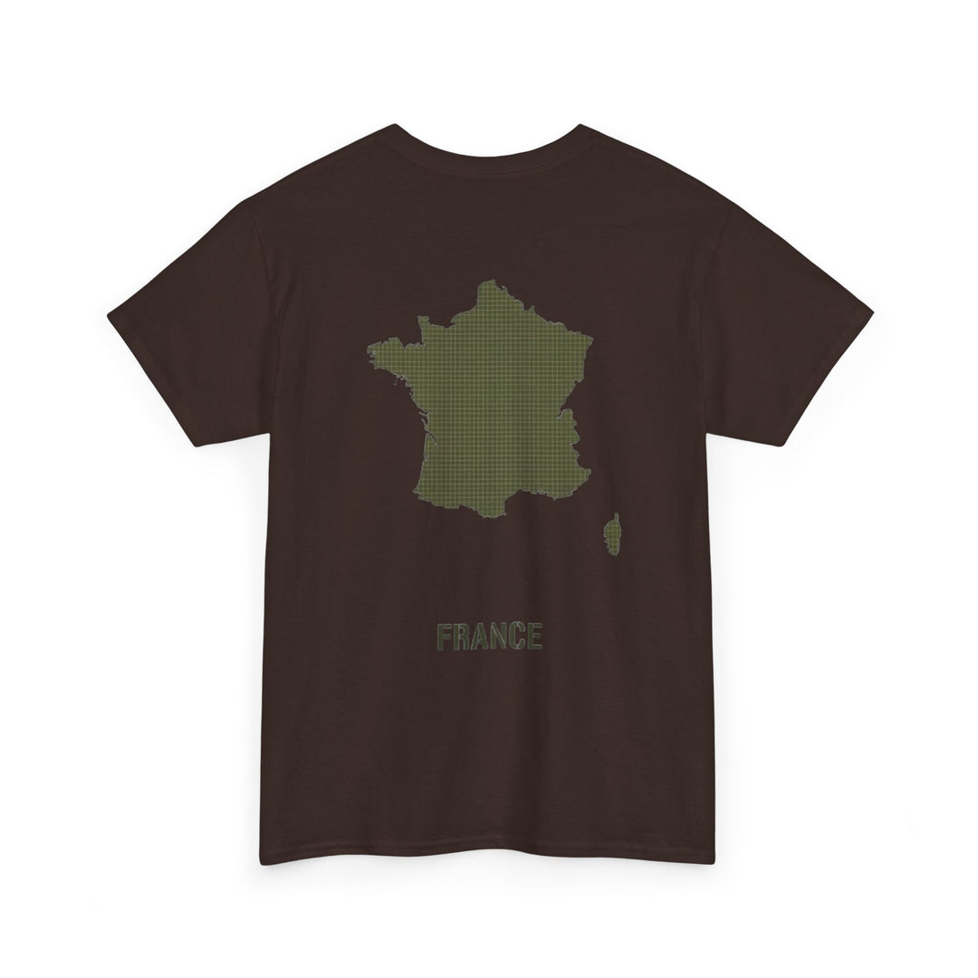 France Map T-Shirt — Minimalist Olive France Map Tee