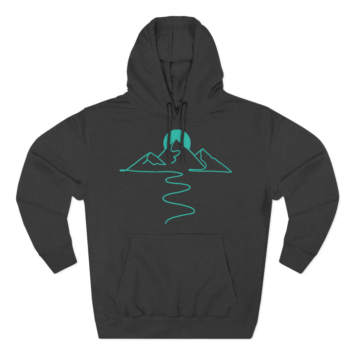 Charcoal-grey hoodie by S&amp;W Gallus with a minimalist mountain graphic and a relaxed fit.