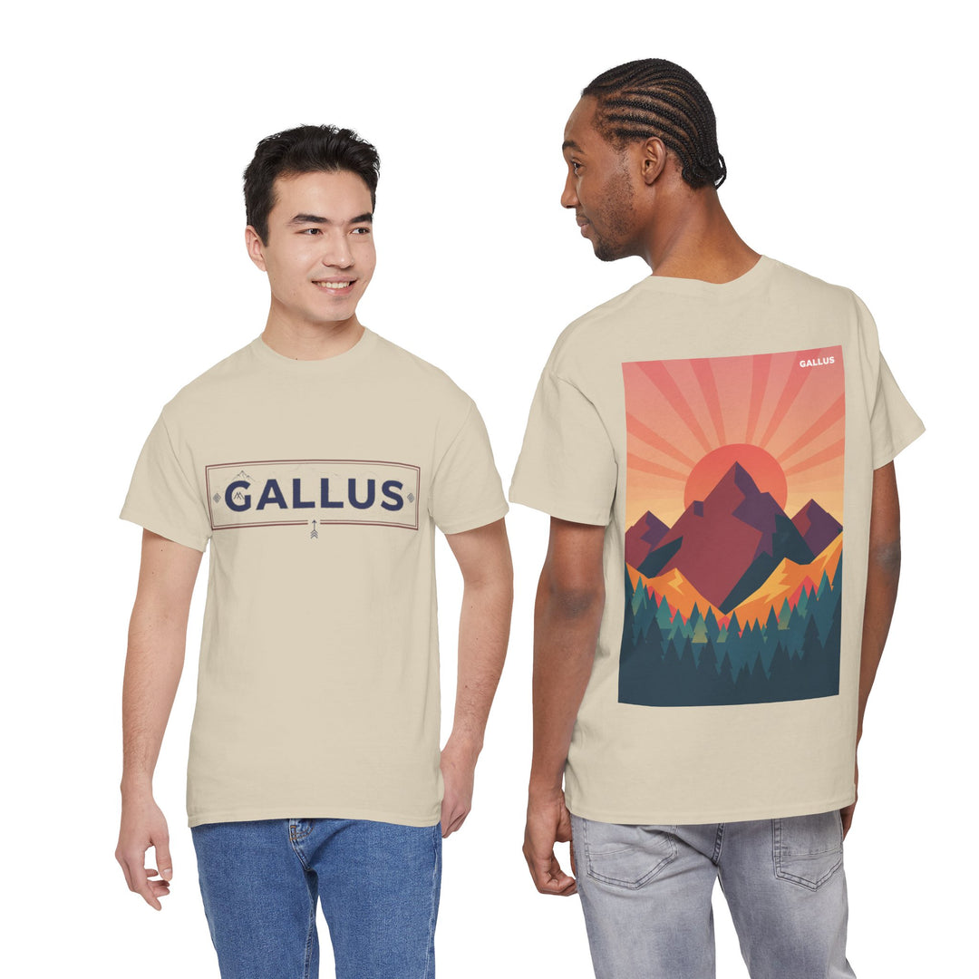 T-Shirt — Gallus Mountain Graphic Tee (Sunrise Landscape Back Print)