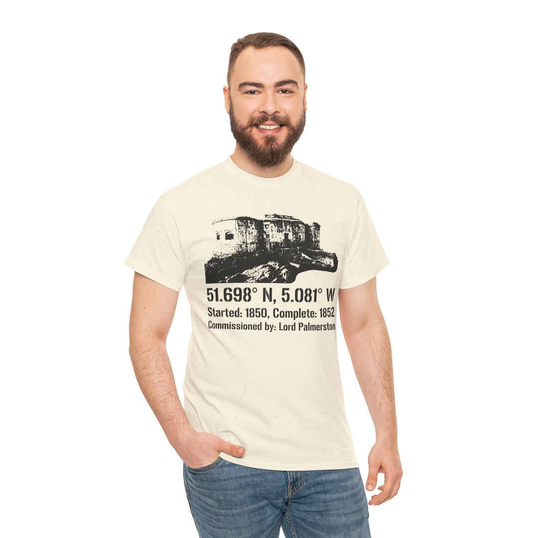 Stack Rock Fort T‑Shirt — Coastal Landmark Graphic Tee